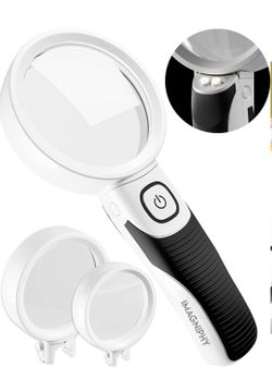 New High Power Magnifier with Light, 5X & 10x Lighted Magnifying Glasses, 2 Interchangeable Lenses, $20 Or Best Offer