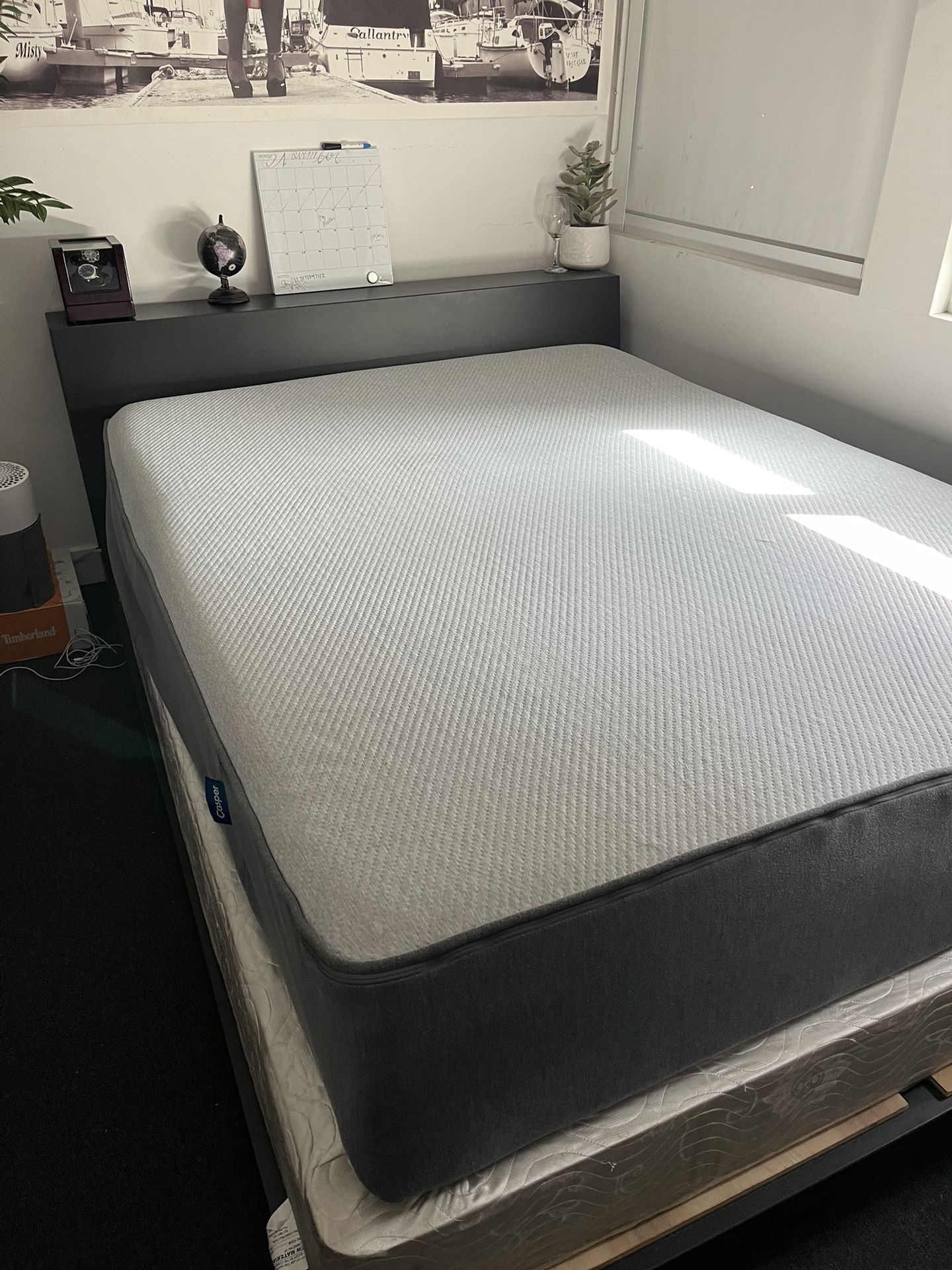 Queen Casper Mattress + Frame & Box Spring