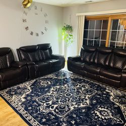 Leather Recliner Living Room Set 