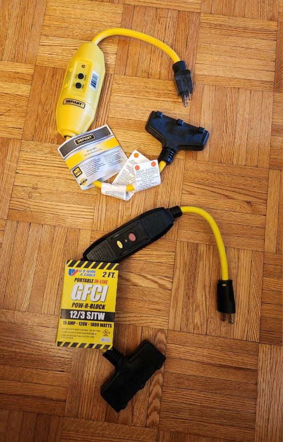 Portable Inline GFCI 3 Outlet 2ft.