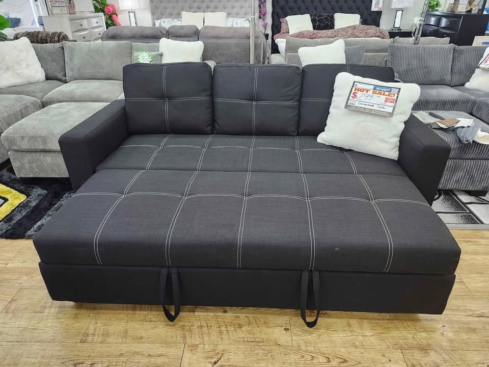 charcoal convertible sectional sofa with pullout sleeper bed