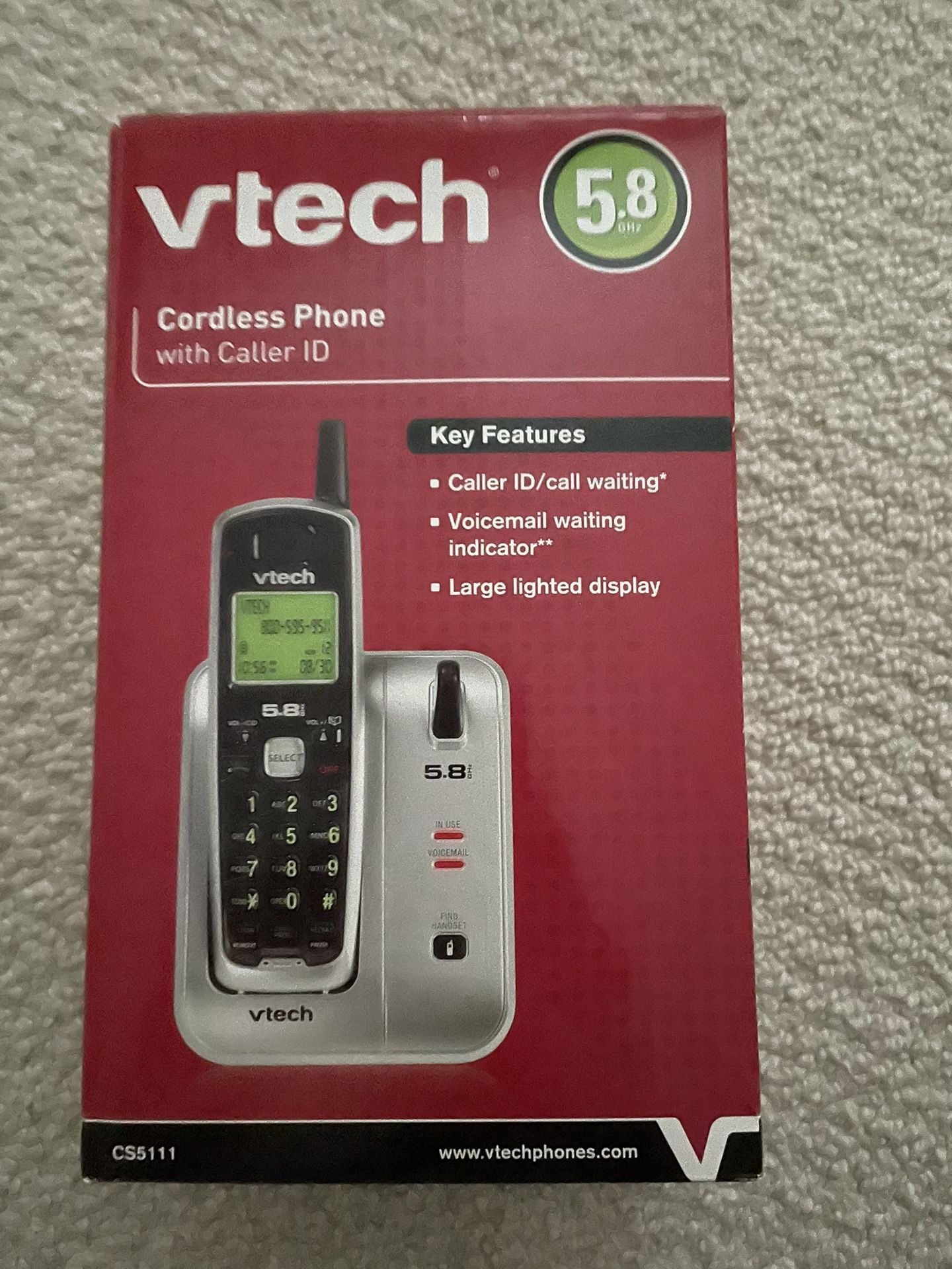 VTech CS5111 1-Handset Cordless Phone, Silver/Black