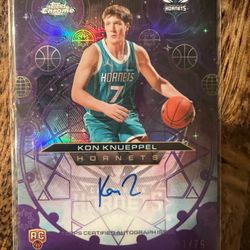 2025 Topps Chrome Kon Knueppel Purple Refractor /75 On Card Auto CHR-KK