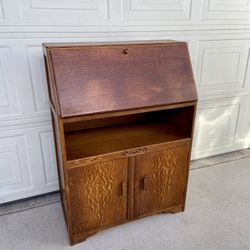 Beautiful antique, solid, tiger, oak secretary desk