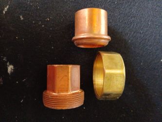 Copper and Brass Pipe Fittings Set of 3
