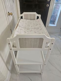White Wood Baby Changing Table with Shelves