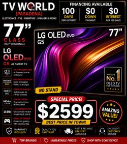 LG OLED 77 INCH G5 BRAND NEW SMART 4k TV