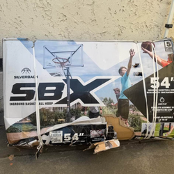 Silverback SBX 54" Backboard Portable Height-Adjustable Basketball Hoop Assembles in 90 Minutes
