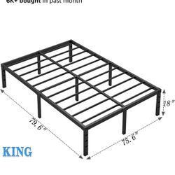 King size metal platform bed frame