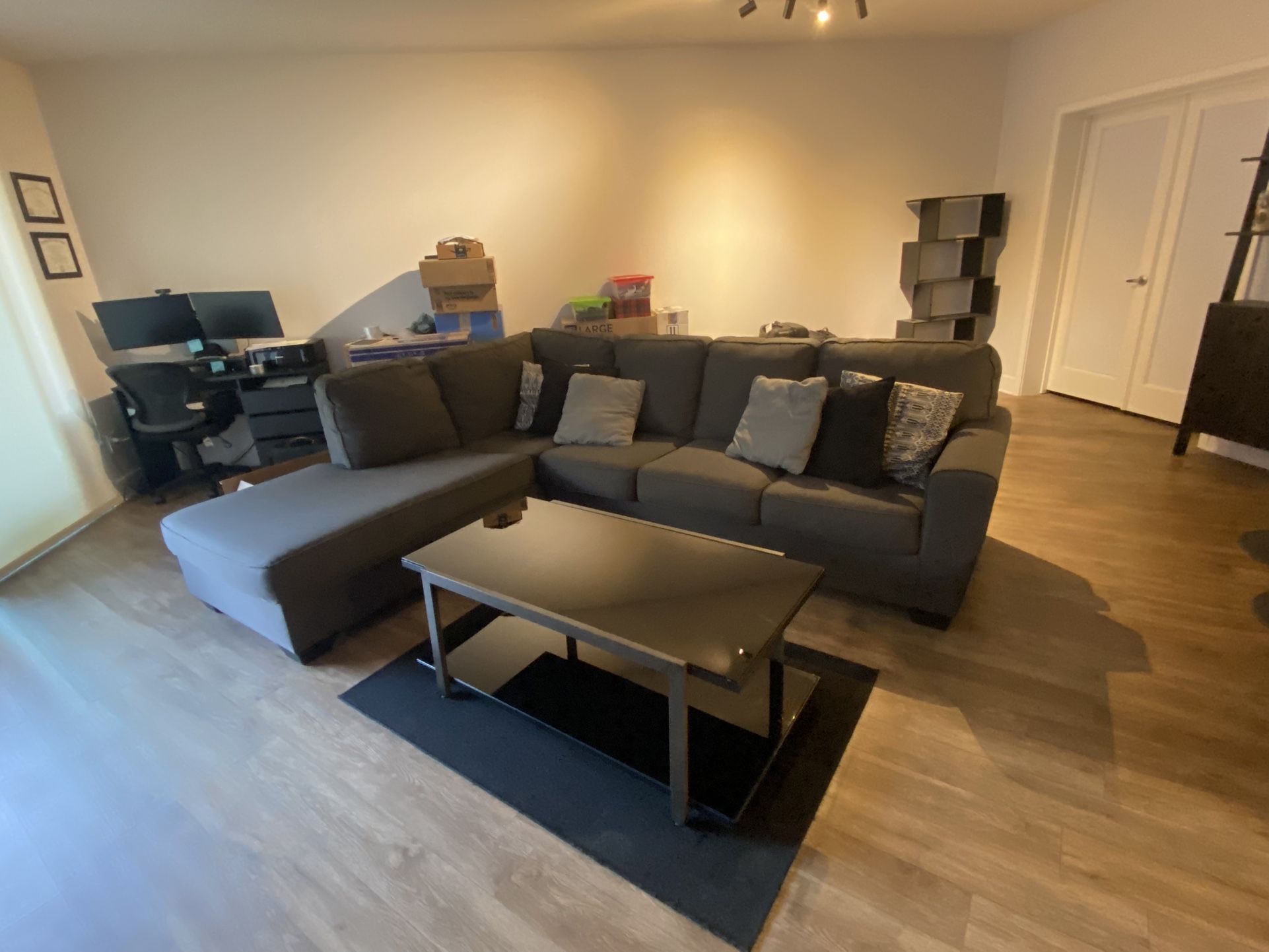 Mid Gray Sectional Couch With Chaise