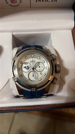 Invicta Watch with Blue Rubber Strap and Silver Case