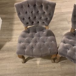 (2) Grey Button Chairs