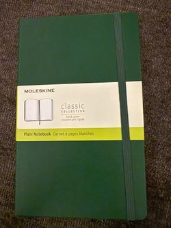 MOLESKINE Classic Notebook Hard Cover (BRAND NEW) (available in Myrtle Green or Sapphire Blue) (Large 5 x 8.25” - 240 pages)