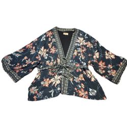Anthropologie X Kachel Collection Printed Open Front Kimono Top One Size Floral