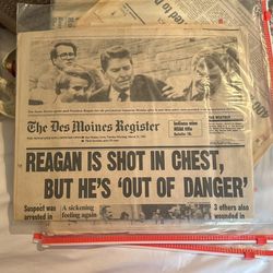 Ronald Reagan Shot! The Des Moines Register 