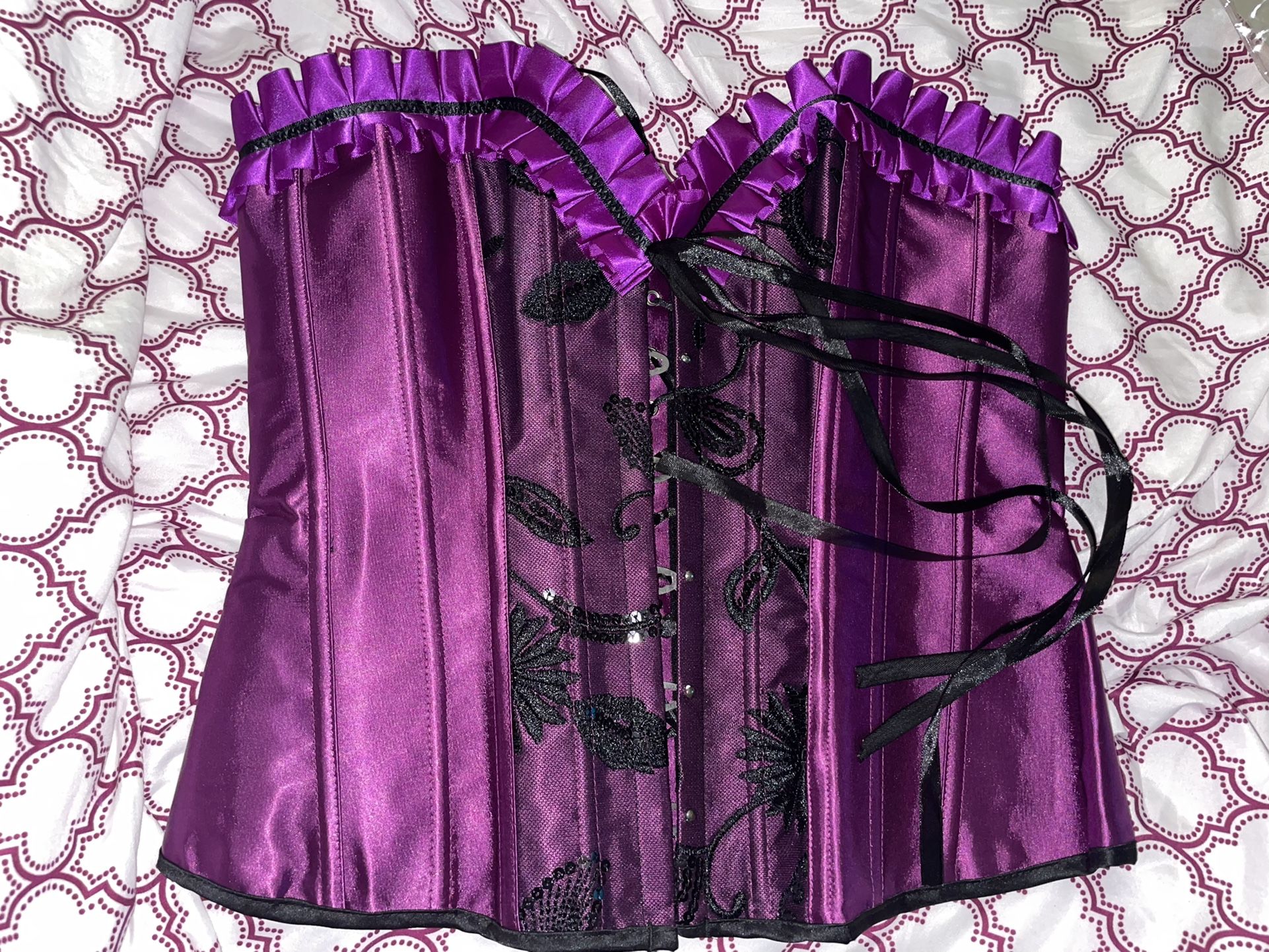 Black And Purple Lace Corset