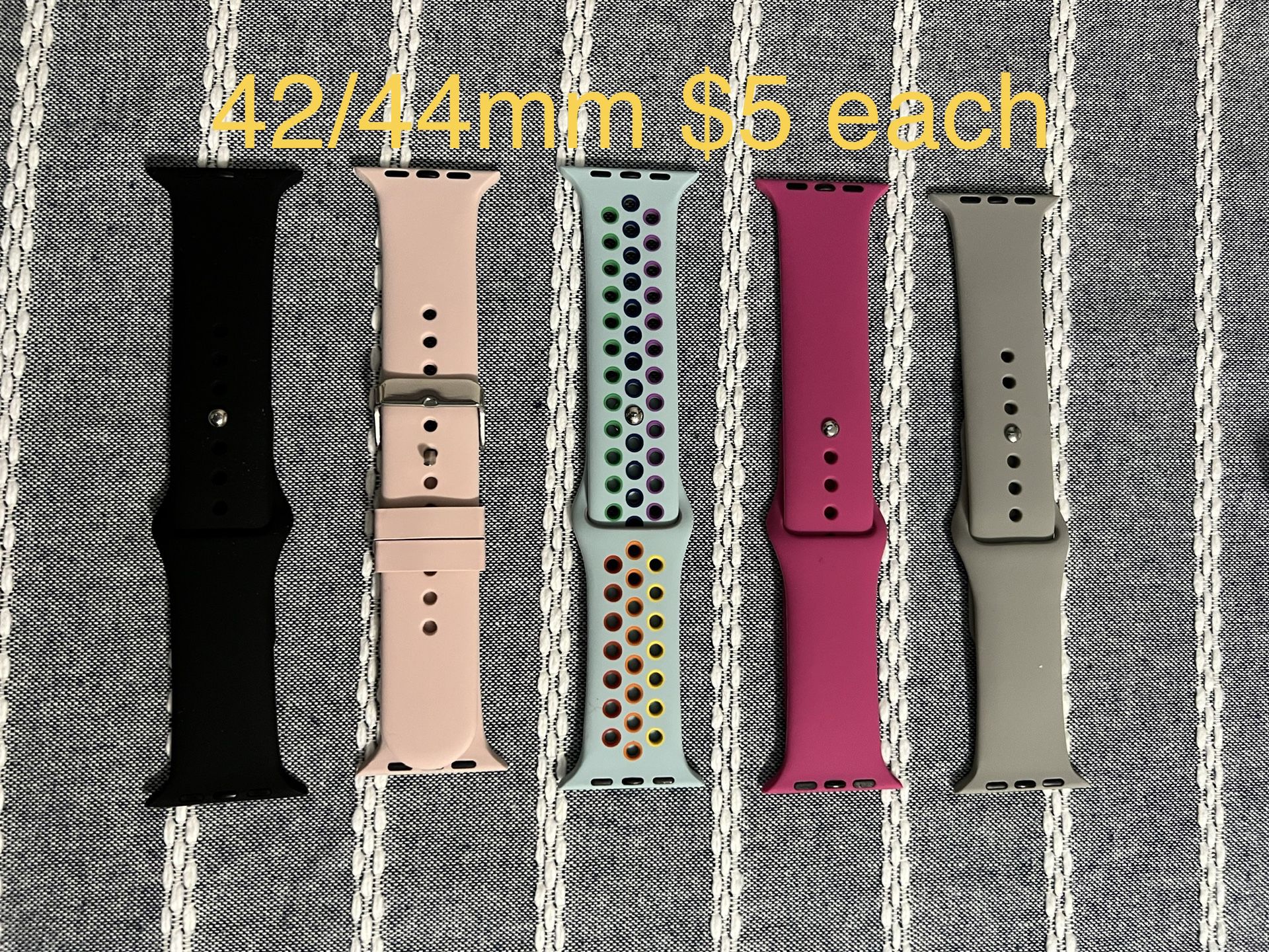 $5 each Bands Compatible with Apple Watch Band  42mm 44mm, Soft Silicone Sport Replacement Strap Compatible with iWatch Series 6 5 4 3 2 1 SE Women Me