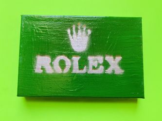 Acrylic/ Cotton Canvas Original Art / Kelly Green - Silver Gold 