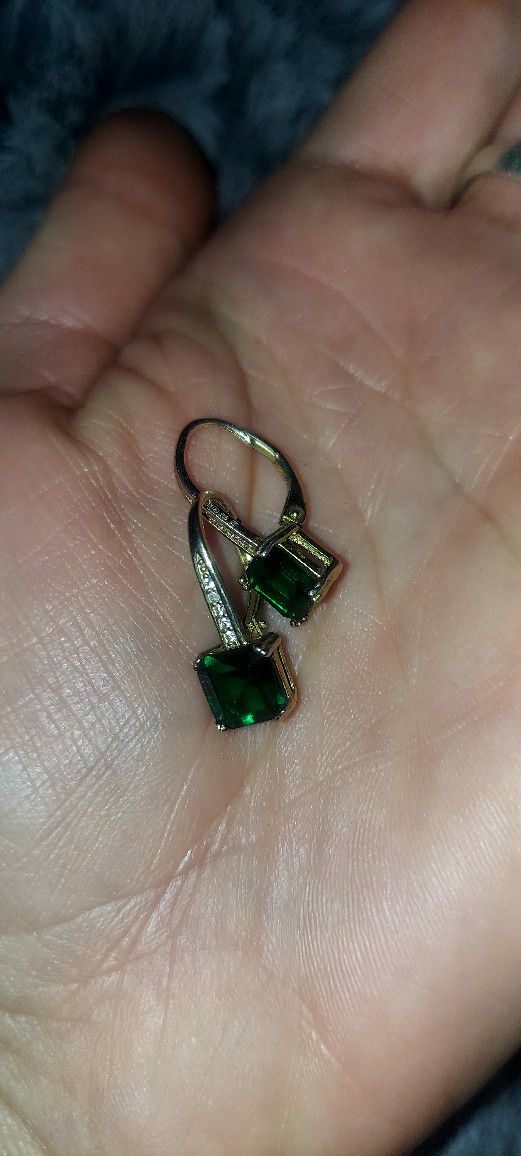 925 Emerald Sterling Silver Earrings 