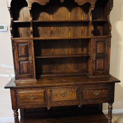 Antique Oak China Hutch 1970’s