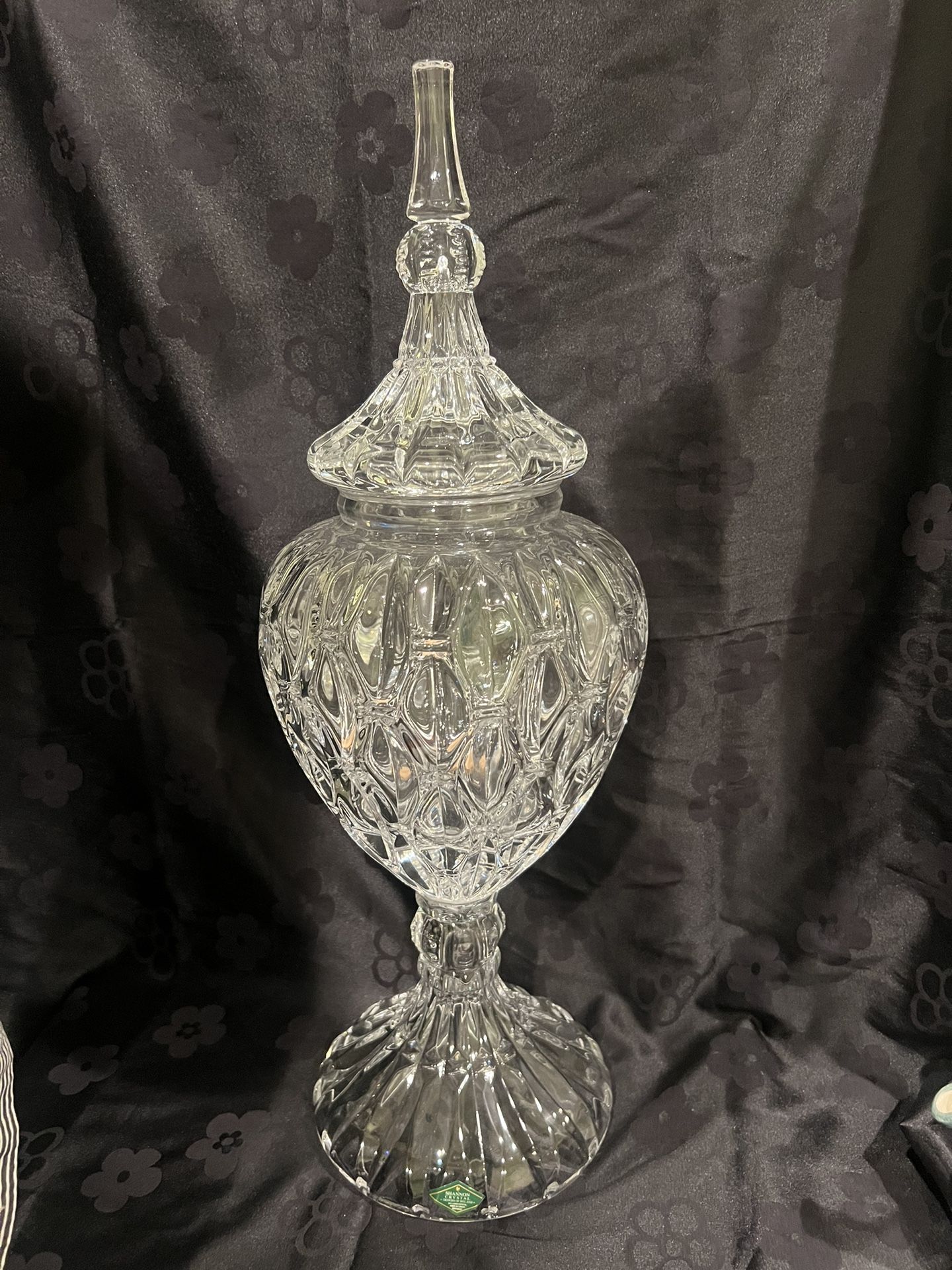 New Monument Bohemia Apothecary Display Glass Crystal Huge Unique Jar 21” H X 8” W