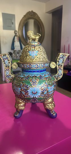 Cloisonne Foo Dog Incense Burner Rare