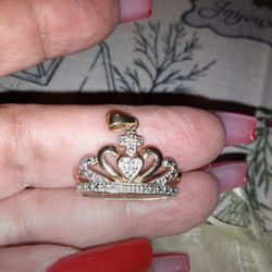 Sterling Silver To Tone Crown Pendant.