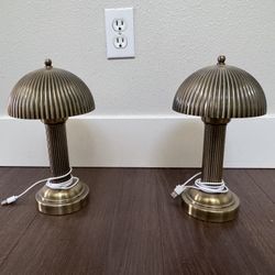 Pair of Mushroom Table Lamps – Vintage Brass Style