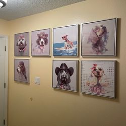 SALE $20 For All 8 Puppy Dog Paintings Oil On Canvas