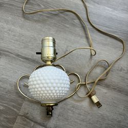 Vintage Milk Glass And Brass  Hanging Wall Lamp 