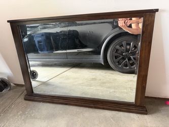 Large Wood Framed Wall Mirror