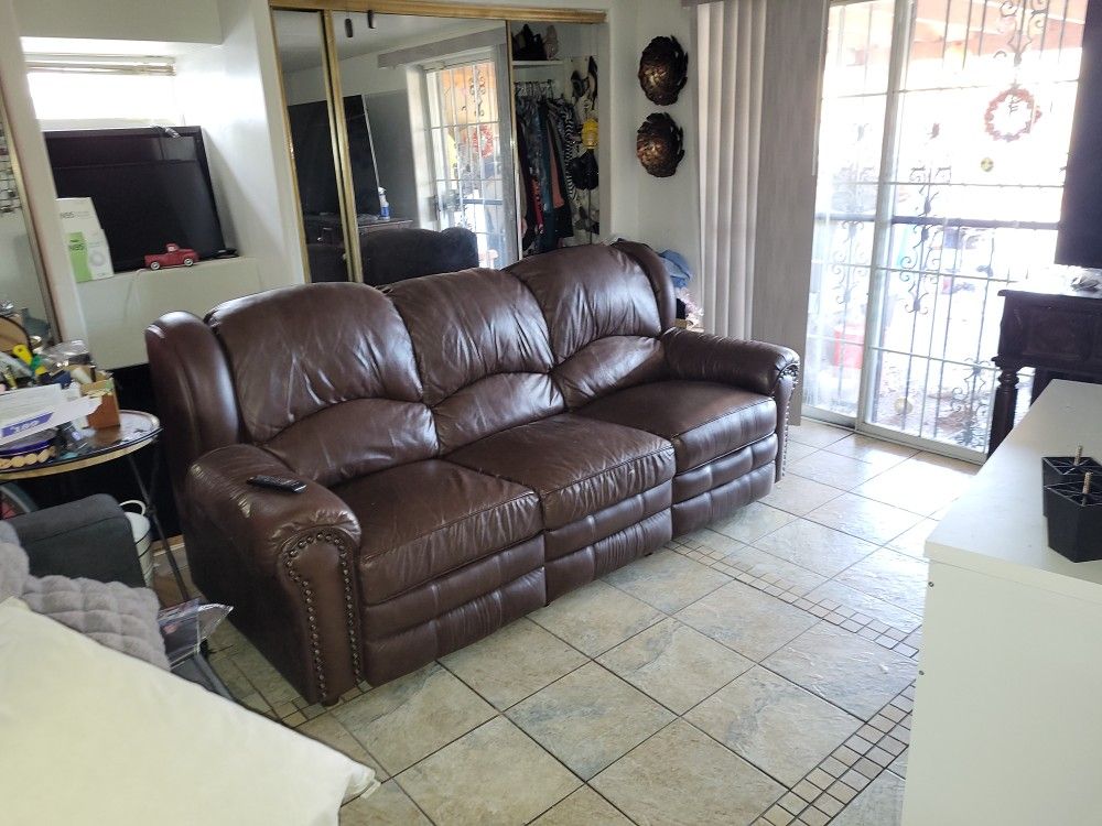 Leather Recliner Sofa