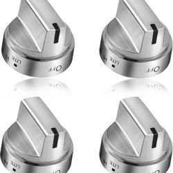4 Pack Stainless Steel Gas Stove Knob Replacement - 100% Stainless Steel Stove Replacement Knobs