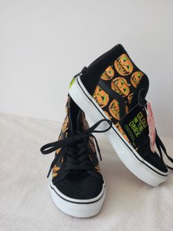 Vans SK8-Hi Pumpkin Glow Shoes Zip Size 2 Big Kids NIB Black Orange Halloween