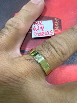 18K Solid Gold Wedding Band with NATURAL DIAMOND 💎 6.1Gr Size 10.5