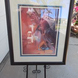 Vintage framed native american limited edition lithograph signed Detha