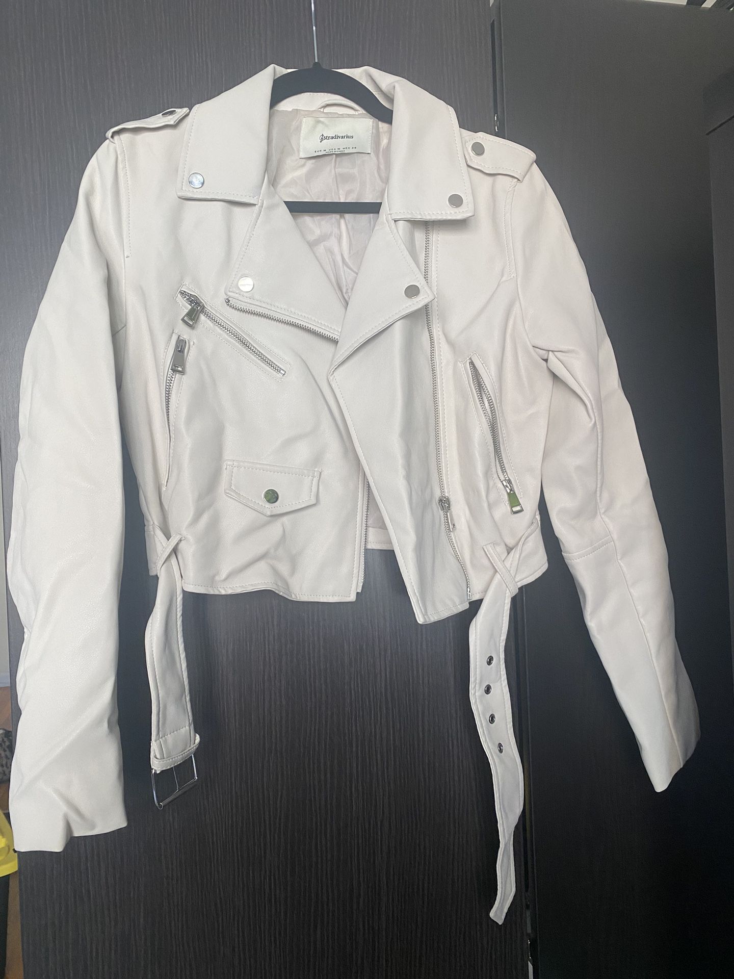 White/Cream Leather Jacket (M)