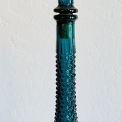Vintage empoli diamond point genie bottle decanter teal