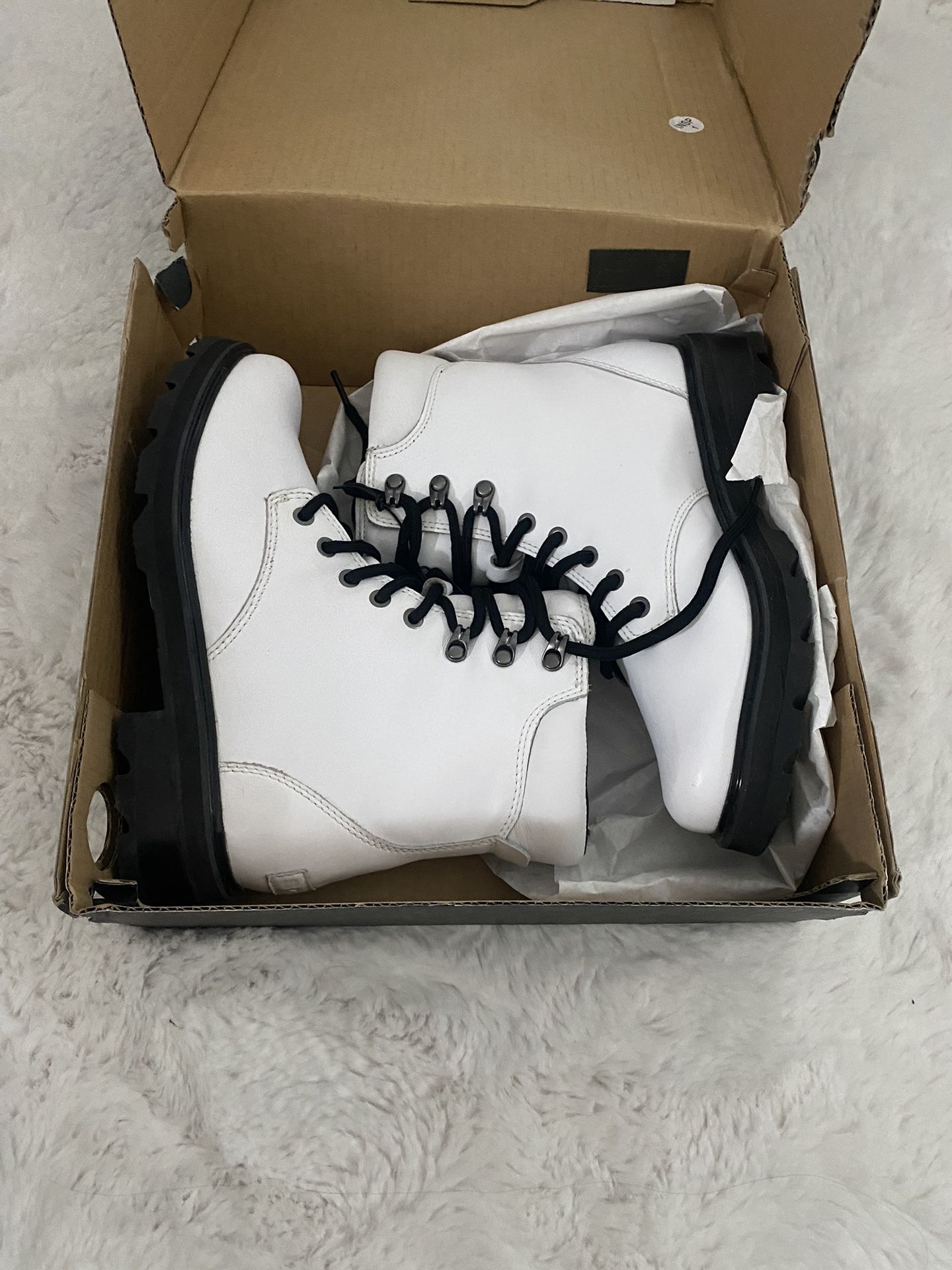 Sorel Lennox Lace Up Boots Leather Combat Booties White Waterproof