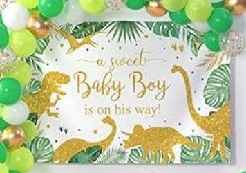 Baby Shower Dinosaur Backdrop