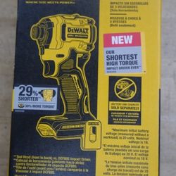 DEWALT DCF850B ATOMIC 20V MAX 1/4 inch Cordless Impact Driver (Tool Only). new 