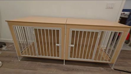 Double Dog Crate Furniture / TV Stand Console (Wood & Metal)