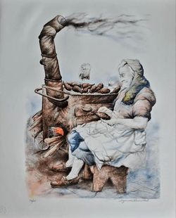 The Sweet Potato Lady by Seymour Rosenthal Framed Signed Back&Front  Numbered .42"×32"