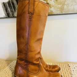Women’s Vintage 1980’s Frye Campus 14 L Boots Brown Cognac Leather US Size 8
