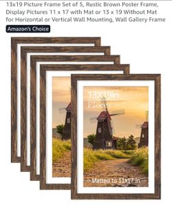 Set of 5 13x19 picture frames dark brown