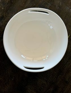 Williams Sonoma Open Kitchen White Porcelain Handled Serving Platter Bowl