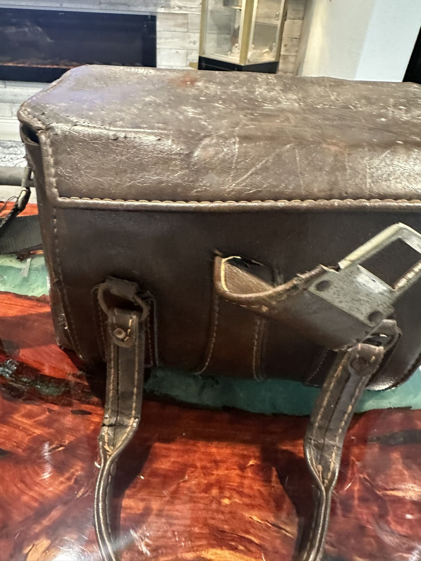 Antique Camera Equipment With Leather Case