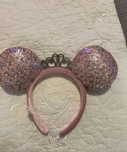 Mickey Minnie Disney Ears Pink princess ears with pearls