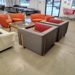 Square leather armchair