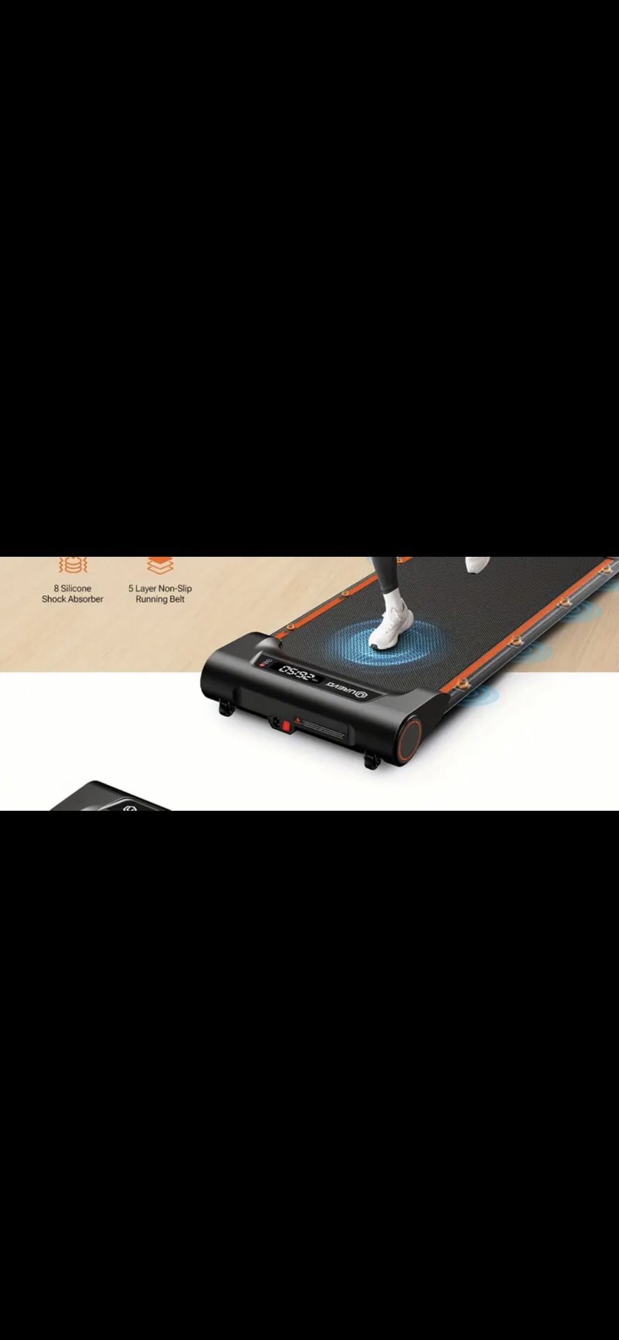 UREVO, Walking Pad Under Desk Treadmill, Walking Pad For Home Office, Portable Walking Treadmill 2.25HP, Walking Jogging, Orange